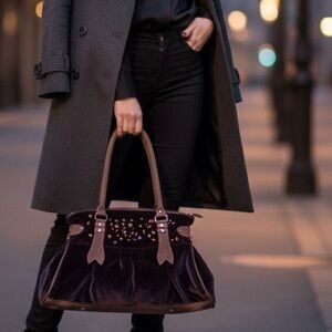 Concubine Large Velvet Handbag with Embellishments - NWOT